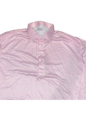 Collars & Co Dress Collar Polo Shirt XL Pink Gingham Plaid Performance Office